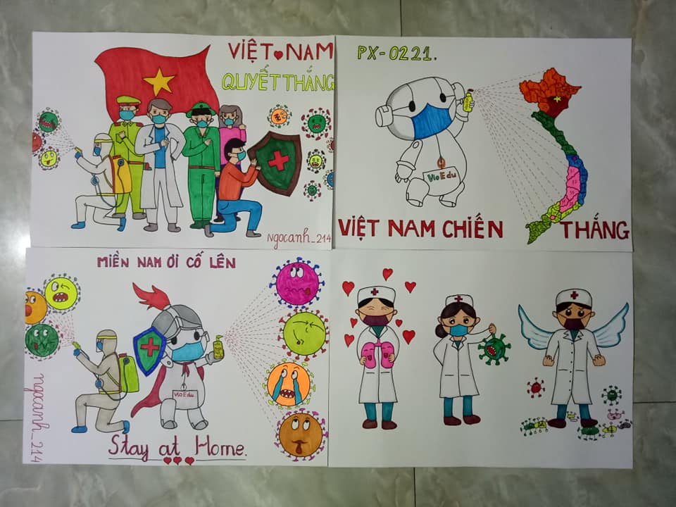 Bộ tranh chống dịch truyền cảm hứng của hai học sinh VioEdu