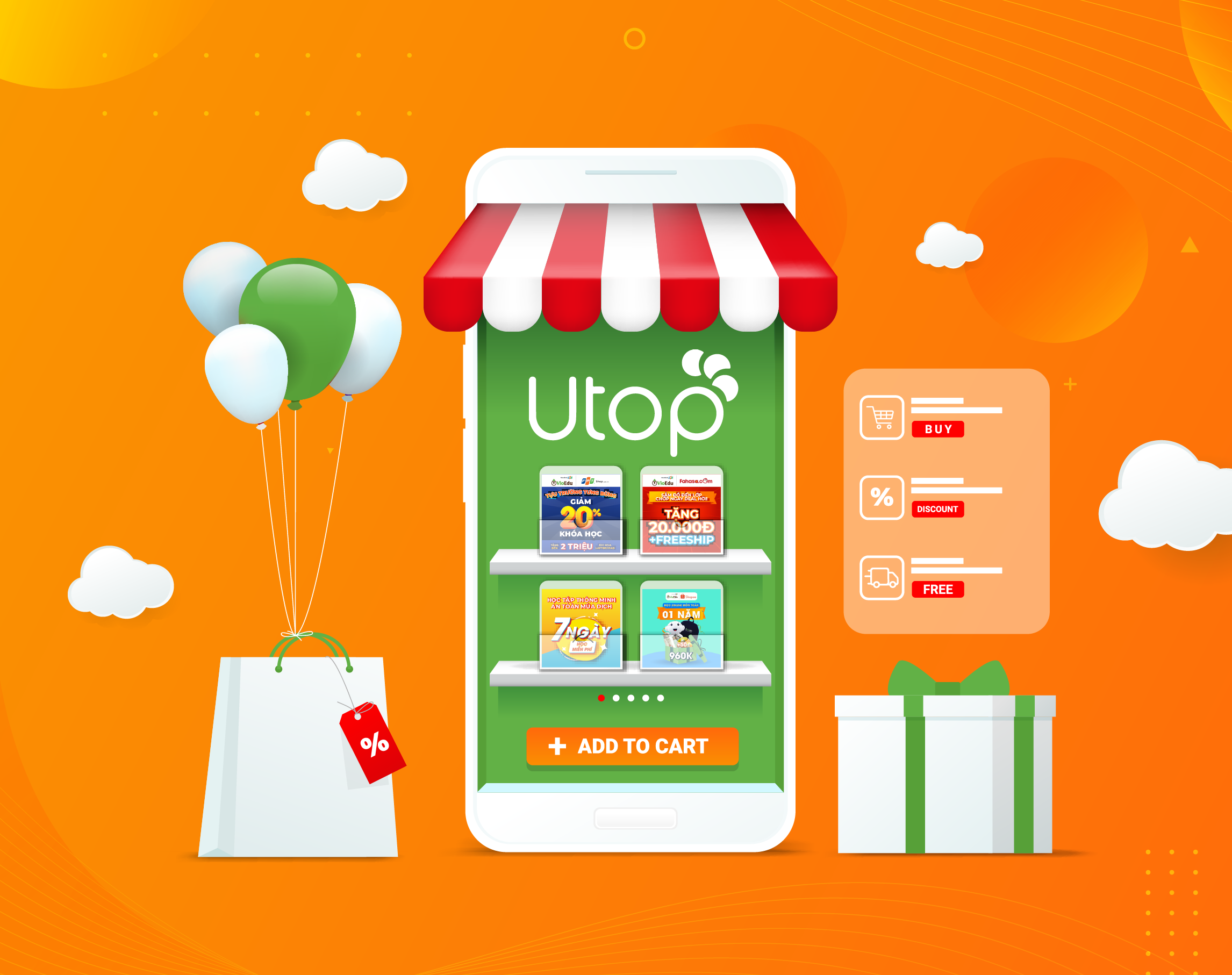 Mua khóa học VioEdu qua ứng dụng UTOP